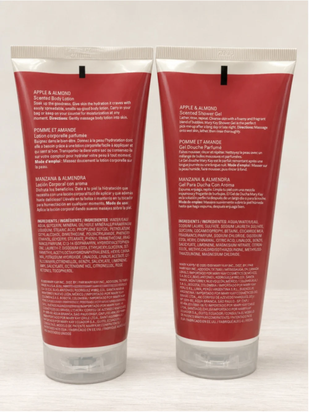 Mary Kay Apple & Almond Body Lotion and Shower Gel Set, One Size, Red/White